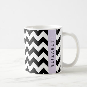 Mug Zigzag noir et blanc, Motif Chevron, Votre nom