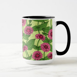 Mug Zinnias rose sur vert clair