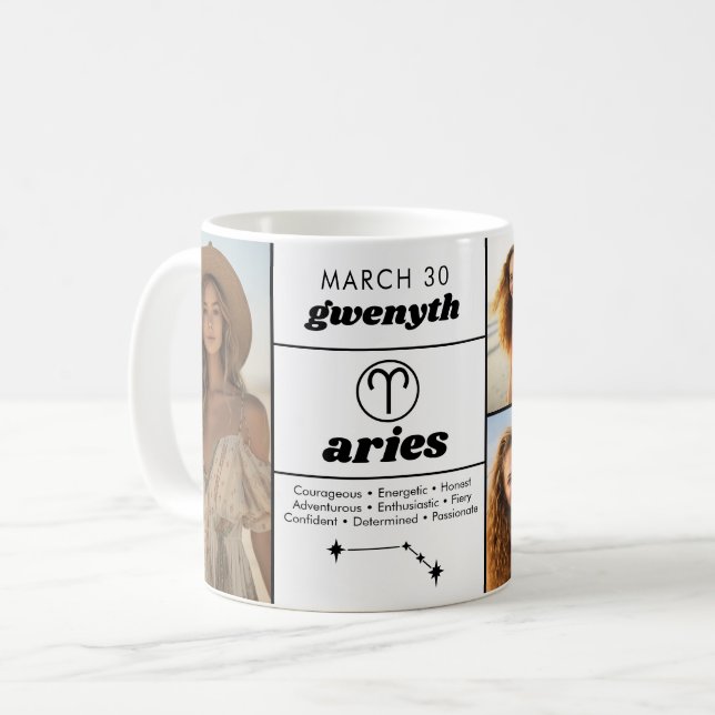 Mug Zodiac d'anniversaire personnalisé - 5 photo Colla (Devant gauche)