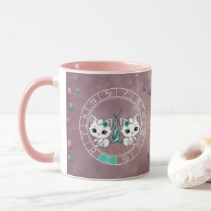 Mug Zodiac Gemini Cute Chat Roue Planète Astrologie