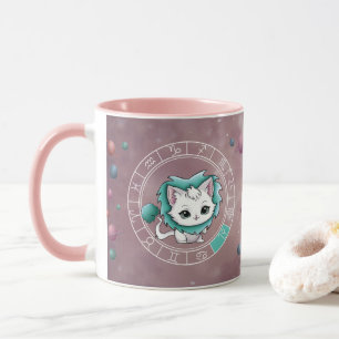 Mug Zodiac Leo Cute Chat Roue Planète Astrologie