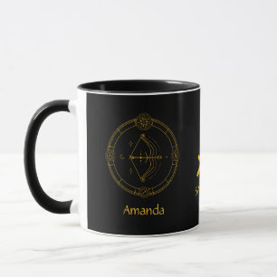 Mug Zodiac Sagittarius Golden Yellow Personnalisable M