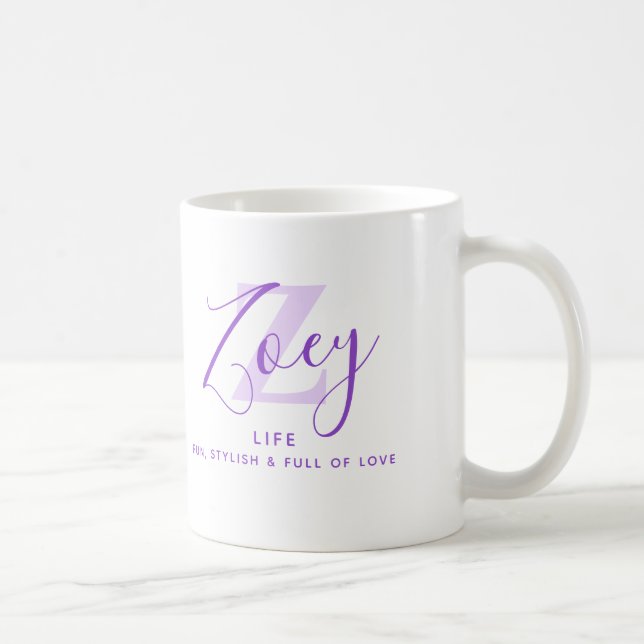 Mug Zoey name meaning monogram Z purple (Droite)