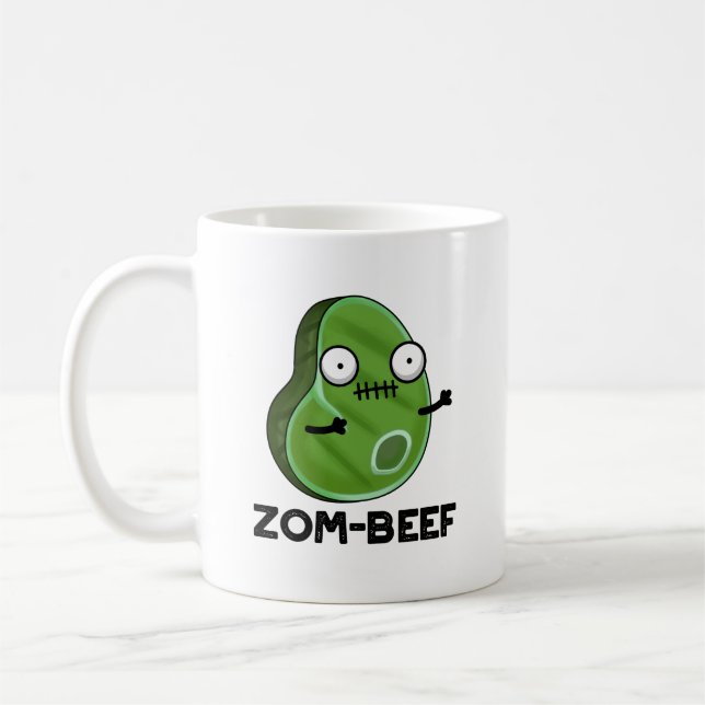 Mug Zom-beef drôle Halloween Zombie Pun de viande Zomb (Gauche)