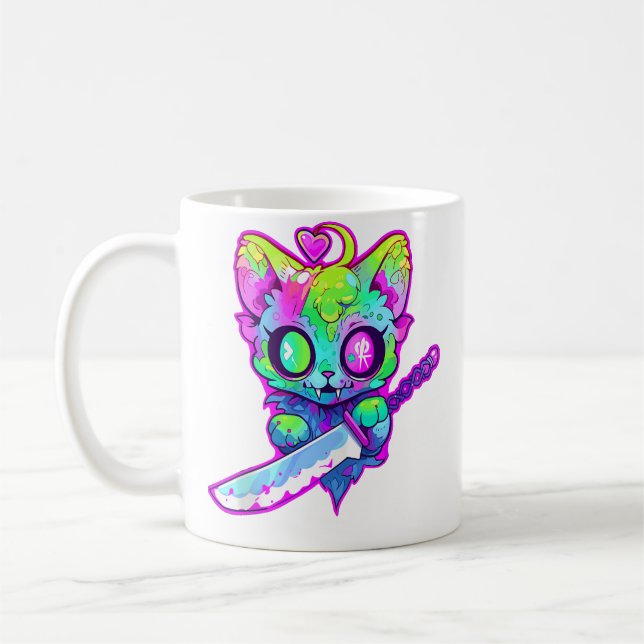 Mug Zombie Cat Samurai Edm Festival Rave (Gauche)