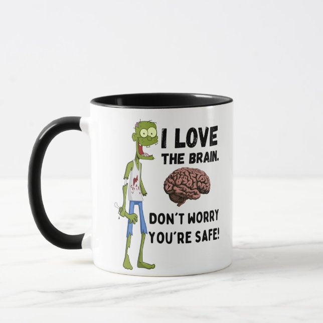 Mug Zombie Drôle J'Aime Le Cerveau (Gauche)