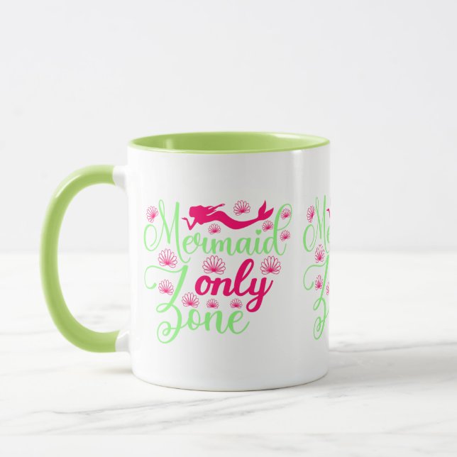 Mug Zone Sirène uniquement en rose chaud et vert néon (Gauche)