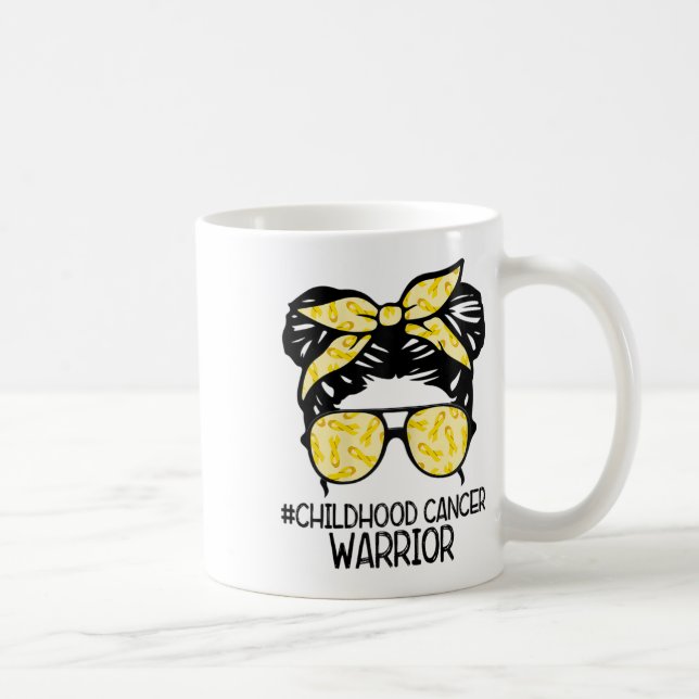 Mug Zqxj Messy Bun Yellow Ribbon Childhood Cancer Warr (Droite)