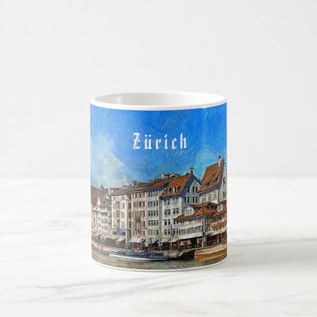 Mug Zurich. Vue du remblai de rivière de Limmat (Centre)