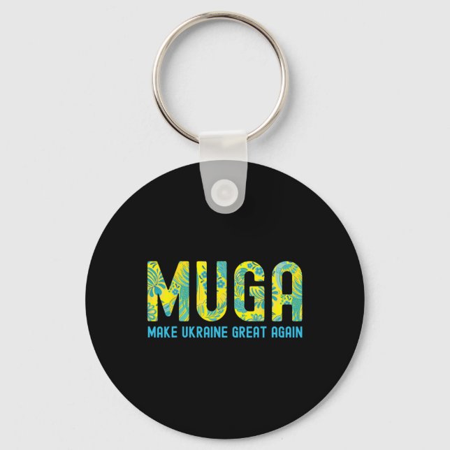 Muga Make Ukraine Great Again Support Funny Saying Keychain (Front)