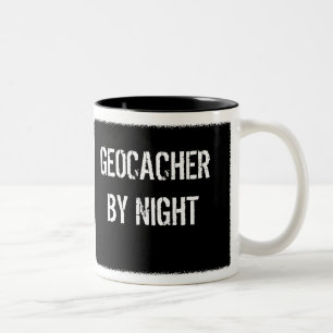MUGGLE BY DAY - GEOCACHER BY NIGHT Two-Tone COFFEE MUG