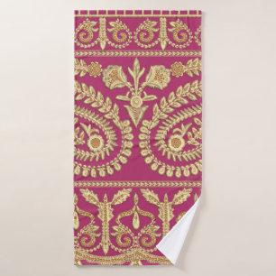 Mughal art work. indian traditional antique gold b bath towel