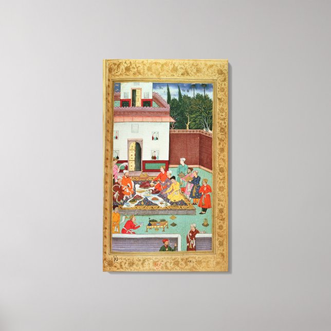 Mughal Emperor Feasting in a Courtyard Canvas Print (Front)