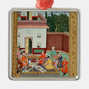 Mughal Emperor Feasting in a Courtyard Metal Ornament