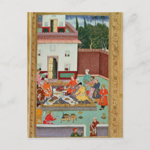 Mughal Emperor Feasting in a Courtyard Postcard