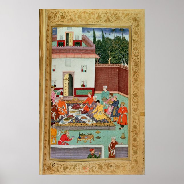 Mughal Emperor Feasting in a Courtyard Poster (Front)
