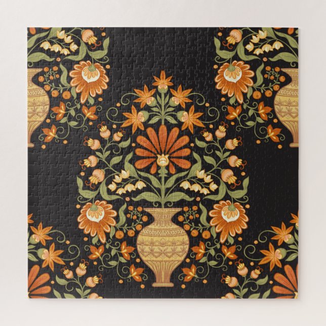 Mughal Fantasy: Retro Floral Opulence Jigsaw Puzzle (Vertical)