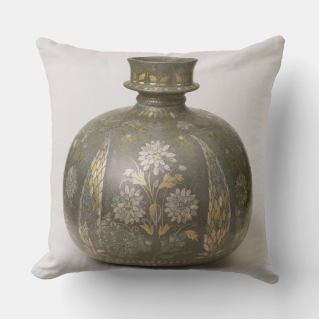 Mughal Flask (metalwork) Throw Pillow (Front)