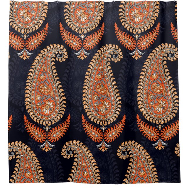Mughal floral motif pattern on navy (Front)