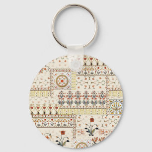 Mughal Floral Paisley: Ethnic Digital Elegance. Keychain