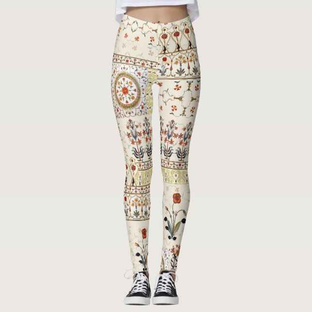 Mughal Floral Paisley: Ethnic Digital Elegance. Leggings (Front)