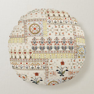 Mughal Floral Paisley: Ethnic Digital Elegance. Round Pillow