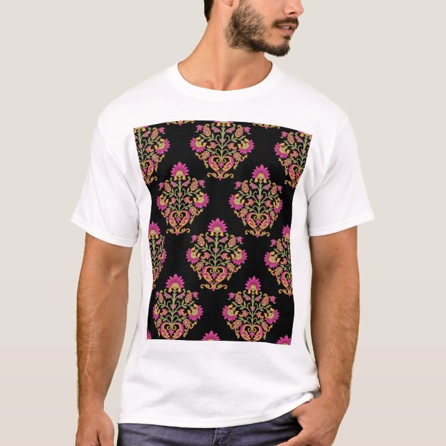 Mughal floral paisley, seamless design. T-Shirt (Front)