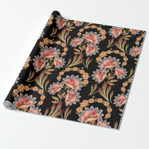 mughal flower motif pattern wrapping paper