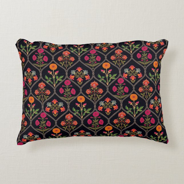 mughal motif Kani Look ornament pattern multi colo Accent Pillow (Front)