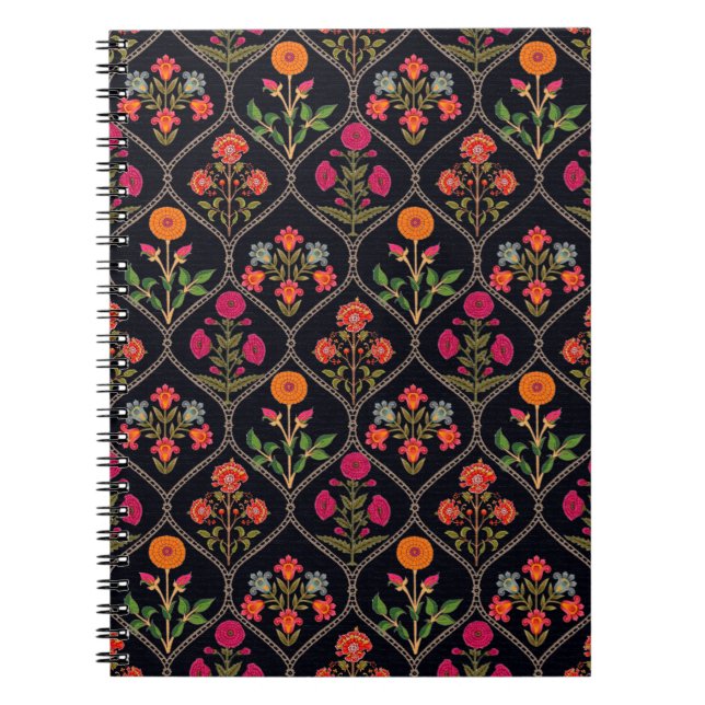 mughal motif Kani Look ornament pattern multi colo Notebook (Front)