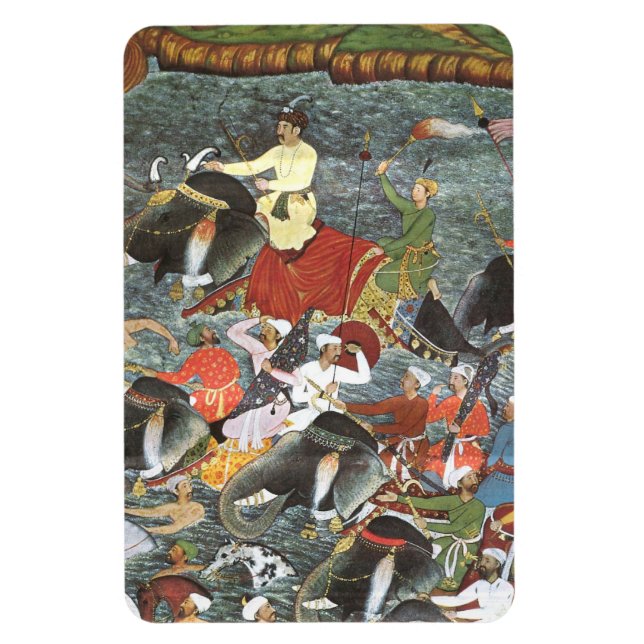 Mughal School's Emperor Akbar River Ganges Magnet (Vertical)