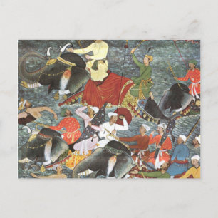 Mughal School's Emperor Akbar River Ganges Postcard