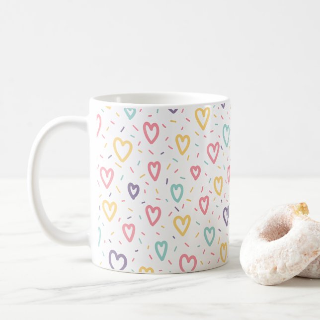 Mugs Cœurs Colorés Saint-Valentin (Avec donut)