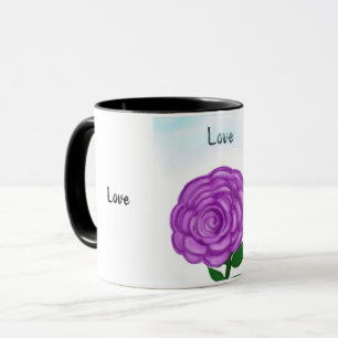 Mugs d'amour aux fleurs violettes