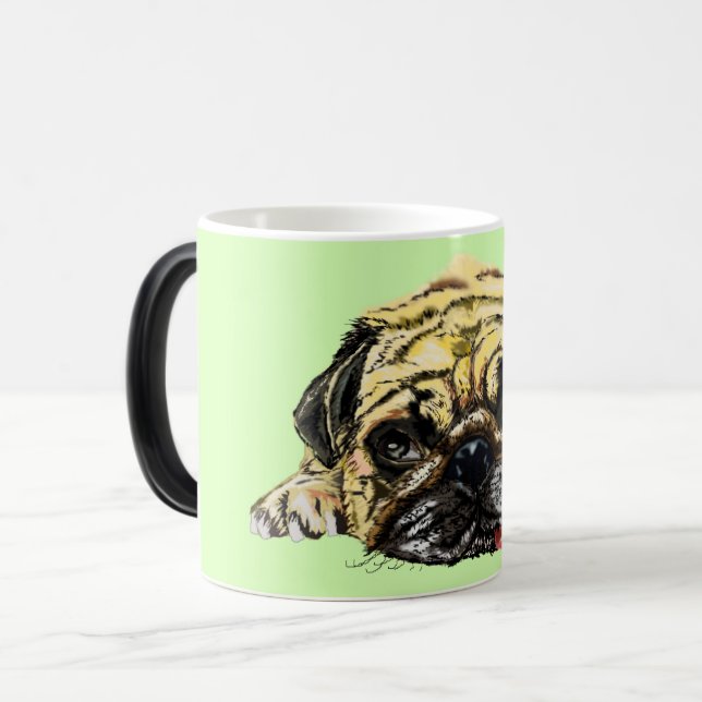 Mugs de café amusants avec chien Carlin - Vos coul (Devant gauche)