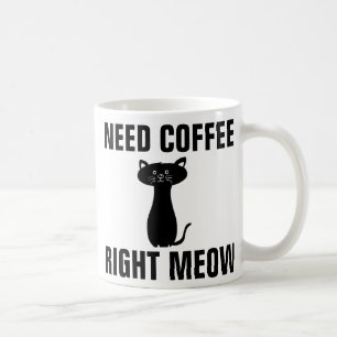 Mugs De Café De Chat Drôle, Meow Droit