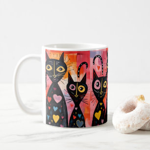 Mugs de la Saint-Valentin Chat Cœurs Rouges