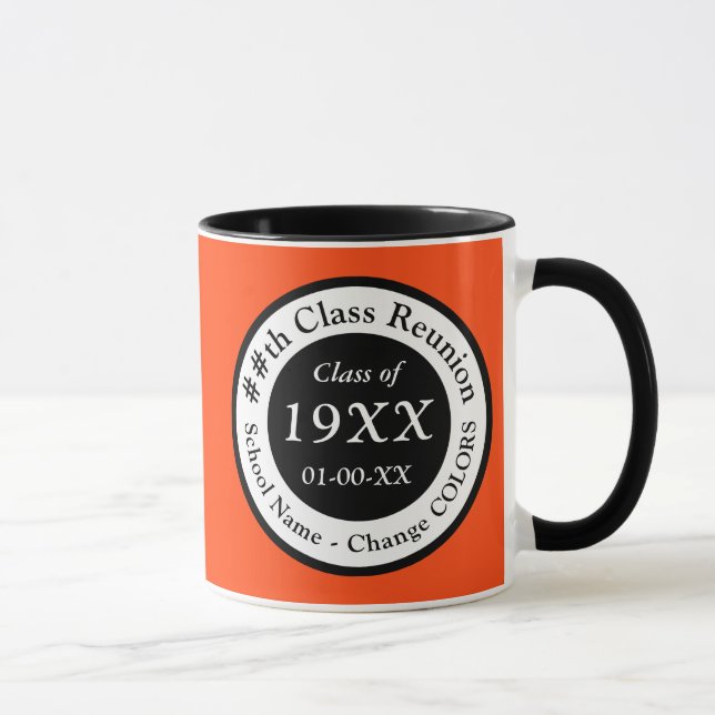 Mugs De Réunion De Classe Personnalisés, Orange, B (Droite)