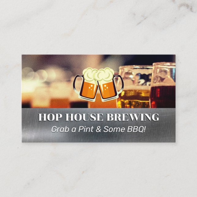 Mugs of Beer Logo | Brewery Business Card (Front)