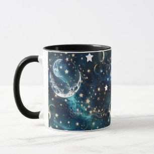 Mugs – Phase Lunaire Céleste Bleu Glacé Luxe Café