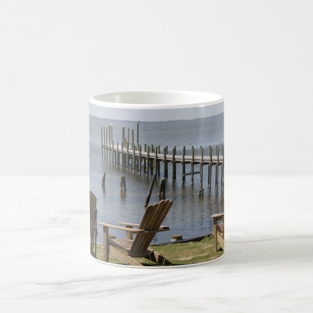 Mugs, various sizes and shapes, Dock Scene, Ocean Coffee Mug (Center)