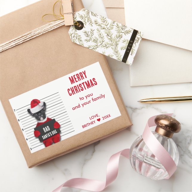 Mugshot Bad Santa's Dog Funny Christmas Sticker (Gifting)