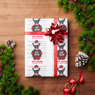 Mugshot Bad Santa's Dog Funny Christmas Wrapping Paper