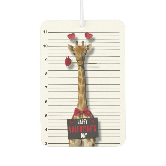 Mugshot Guilty Giraffe Funny Happy Valentine's Day Air Freshener (Front)