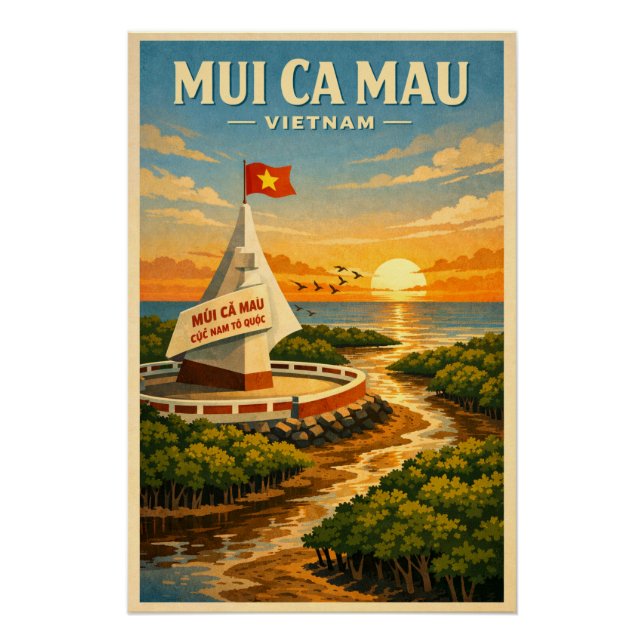 Mui Ca Mau, Vietnam, in a classic retro Poster (Front)