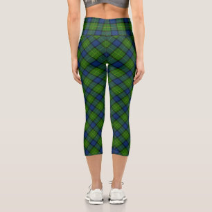 Muir Moore tartan green blue plaid Capri Leggings