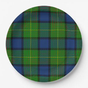 Muir Moore tartan green blue plaid Paper Plate