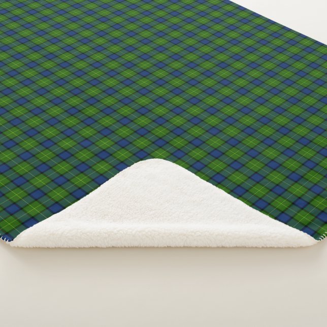 Muir Moore tartan green blue plaid Sherpa Blanket (3/4)