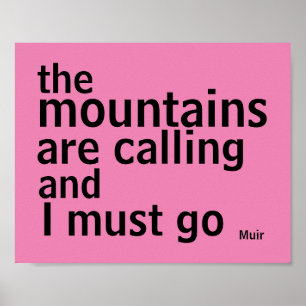 Muir poster citation audacieuse noir et rose moder