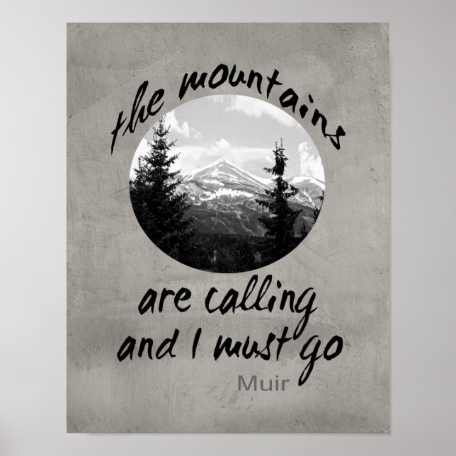 Muir quote poster the mountains are calling (Front)